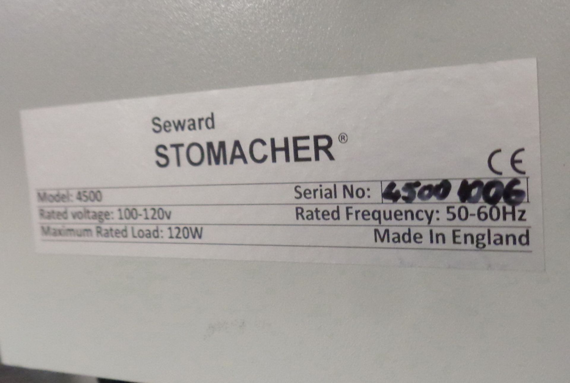 Seward Laboratory Stomacher 4500 BAM Lab Blender, S/N 4500 1006 - Image 3 of 3