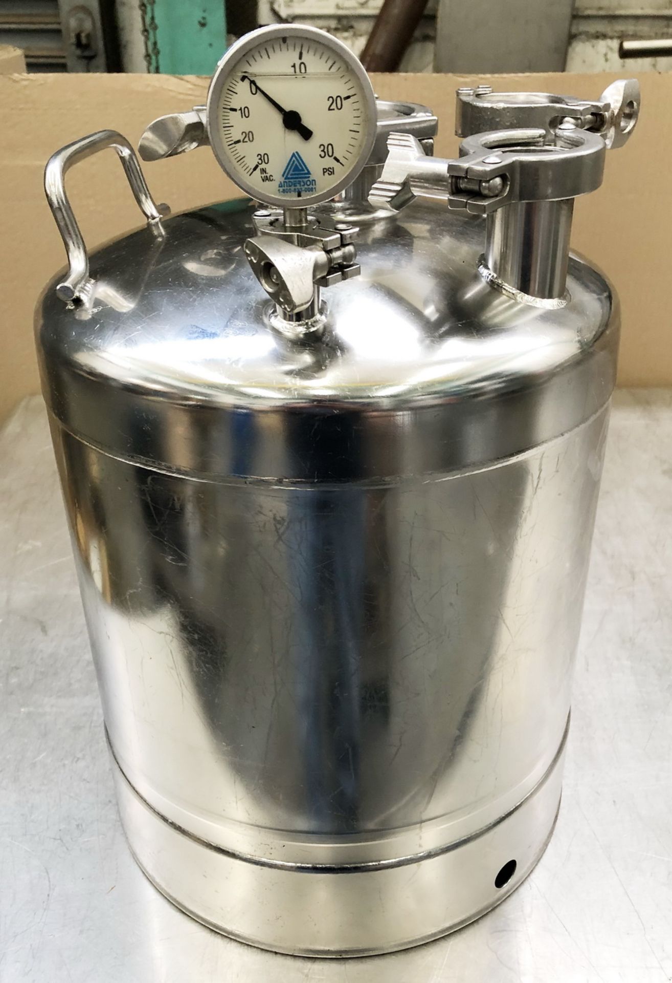 Alloy Products 316SS Pressure Container, approximately 5 gallon, 128 psi mwp