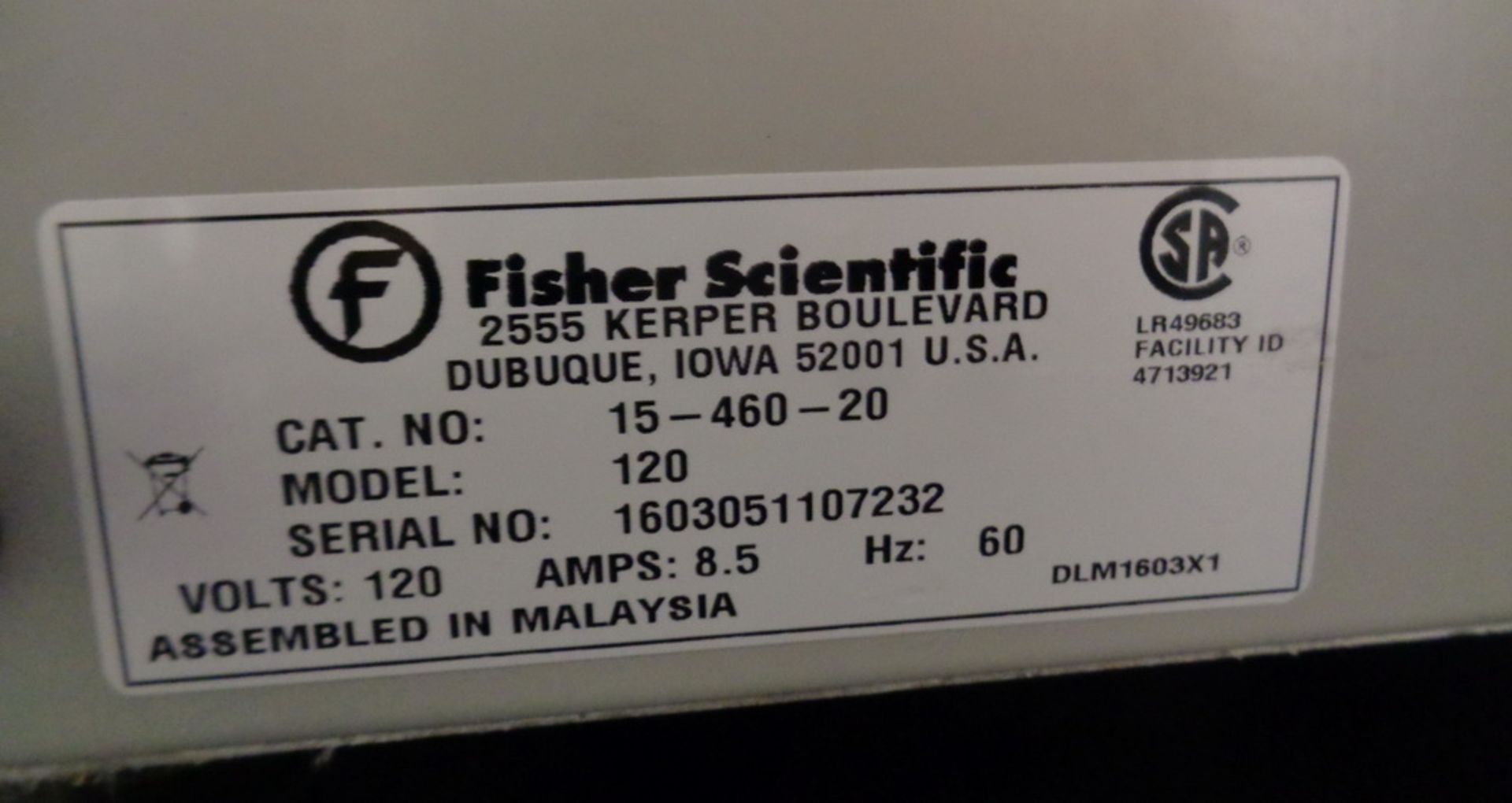 Fisher Scientific Isotemp 120 Water Bath, S/N 1603051107232 - Image 3 of 3