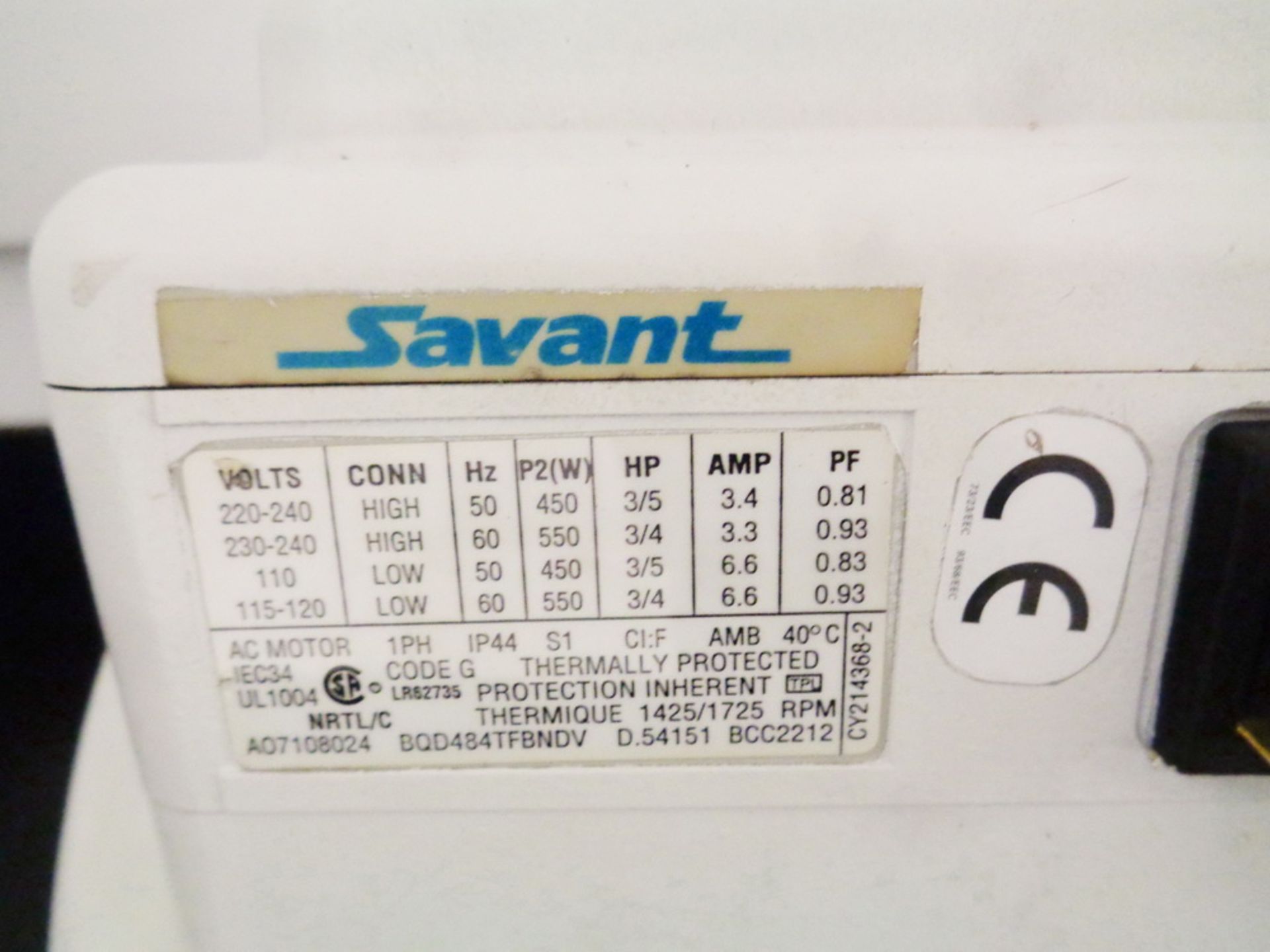 Savant (Edwards) VLP200 3/4 HP Rotary Vane Dual Stage Vacuum Pump - Image 3 of 3