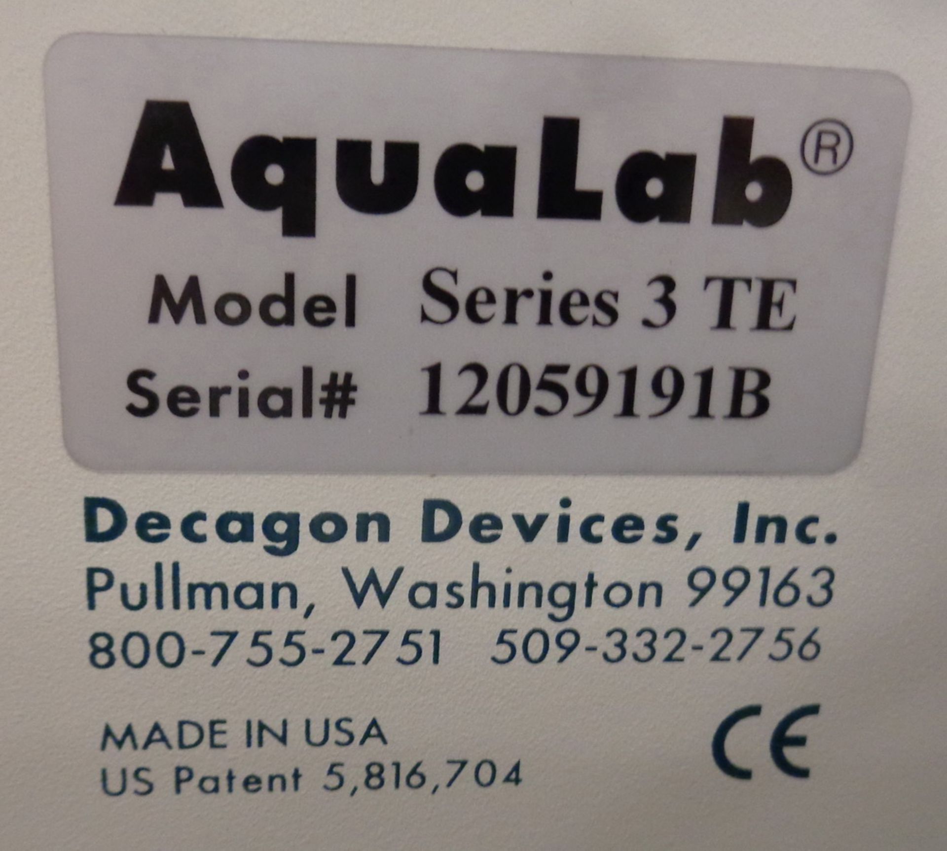 Aqua Lab Water Activity Meter, Model Series 3 TE, S/N 12059191B - Image 3 of 3