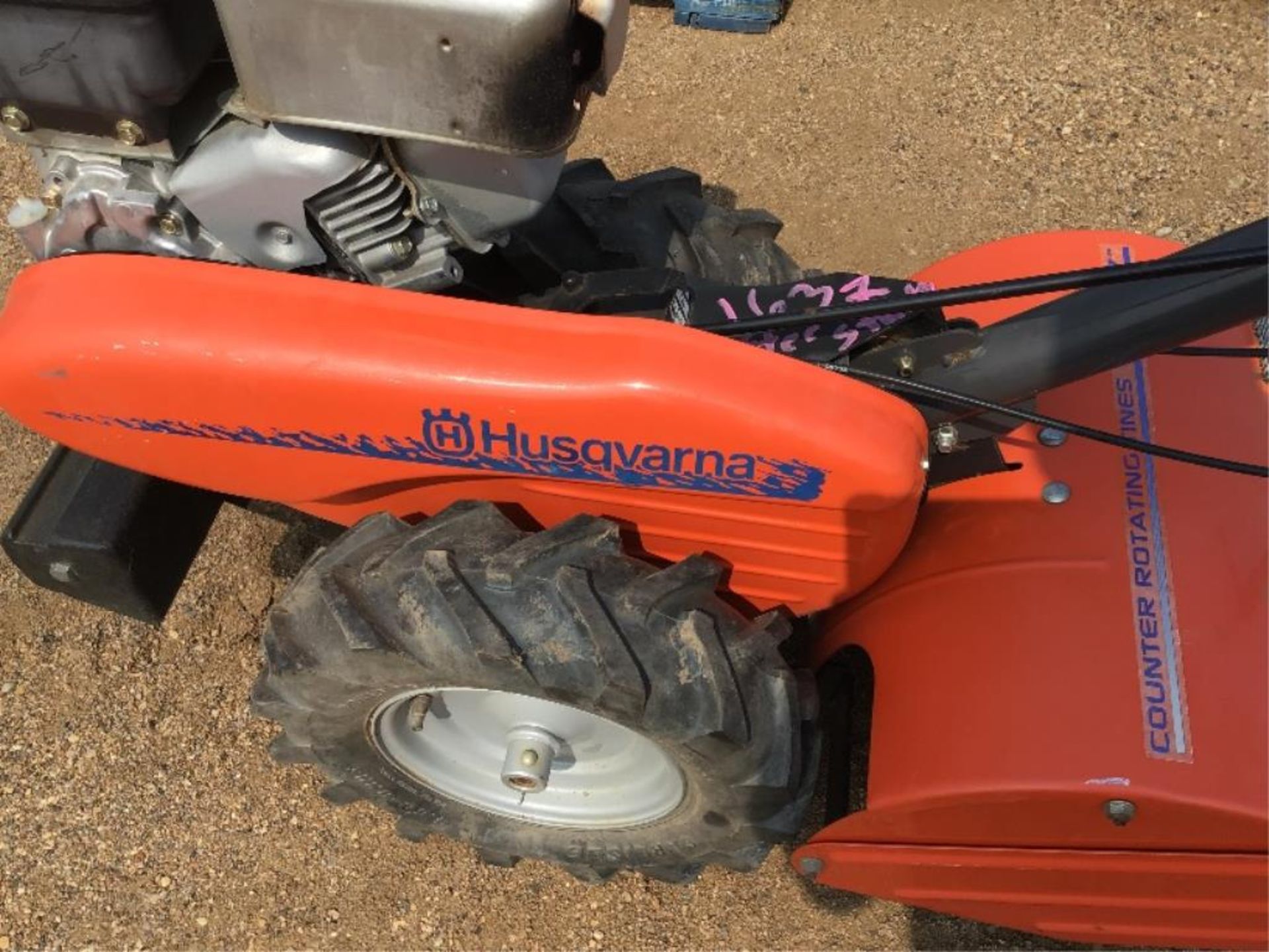 Husqvarna 17in Garden Tiller Counter Rotating Tines, Shifter Stuck - Image 3 of 5