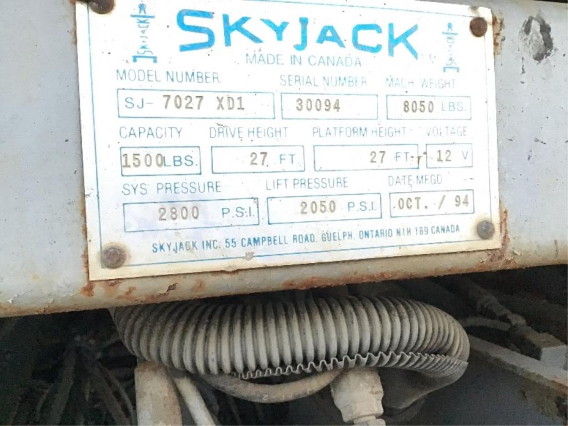 1994 Skyjack SJ 7027 600 Series Scissor Lift Low Speed Only, 27Ft Lift, s/n 30094 - Image 15 of 15