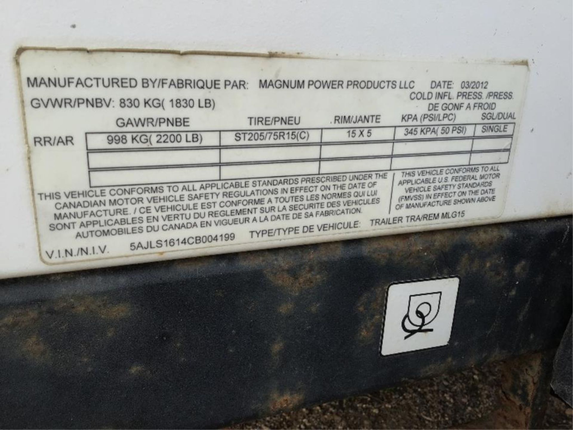 2012 Magnum MLG15 15KVA Generator VIN 5AJLS1614CB004199 Engine does not run smooth, Generator works. - Image 9 of 10