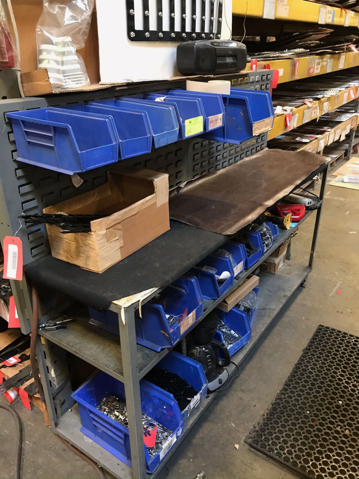 Rolling work station with parts bins