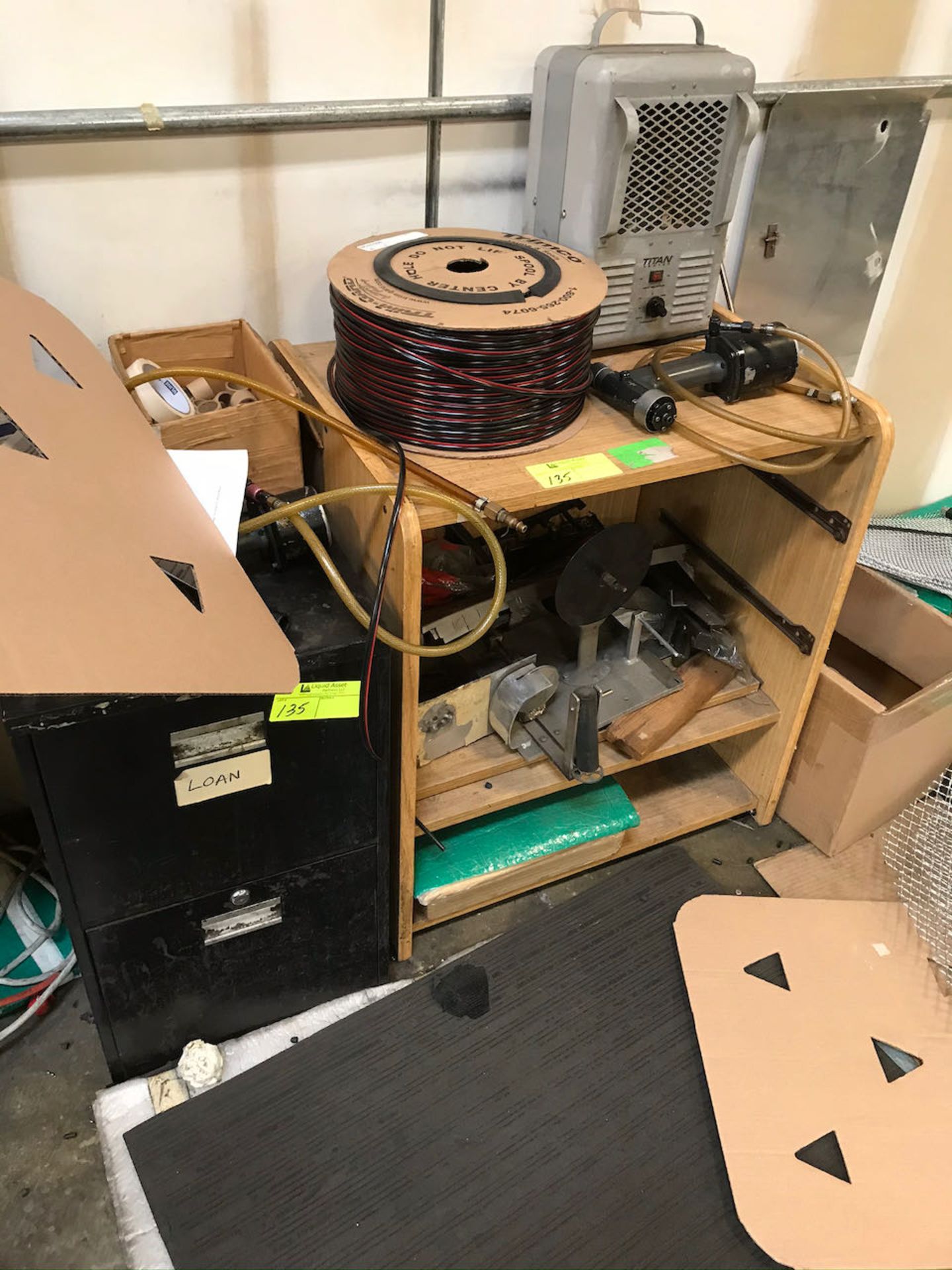 Toolbox, file cabinet, heater, cart and table with misc. items - Image 2 of 3