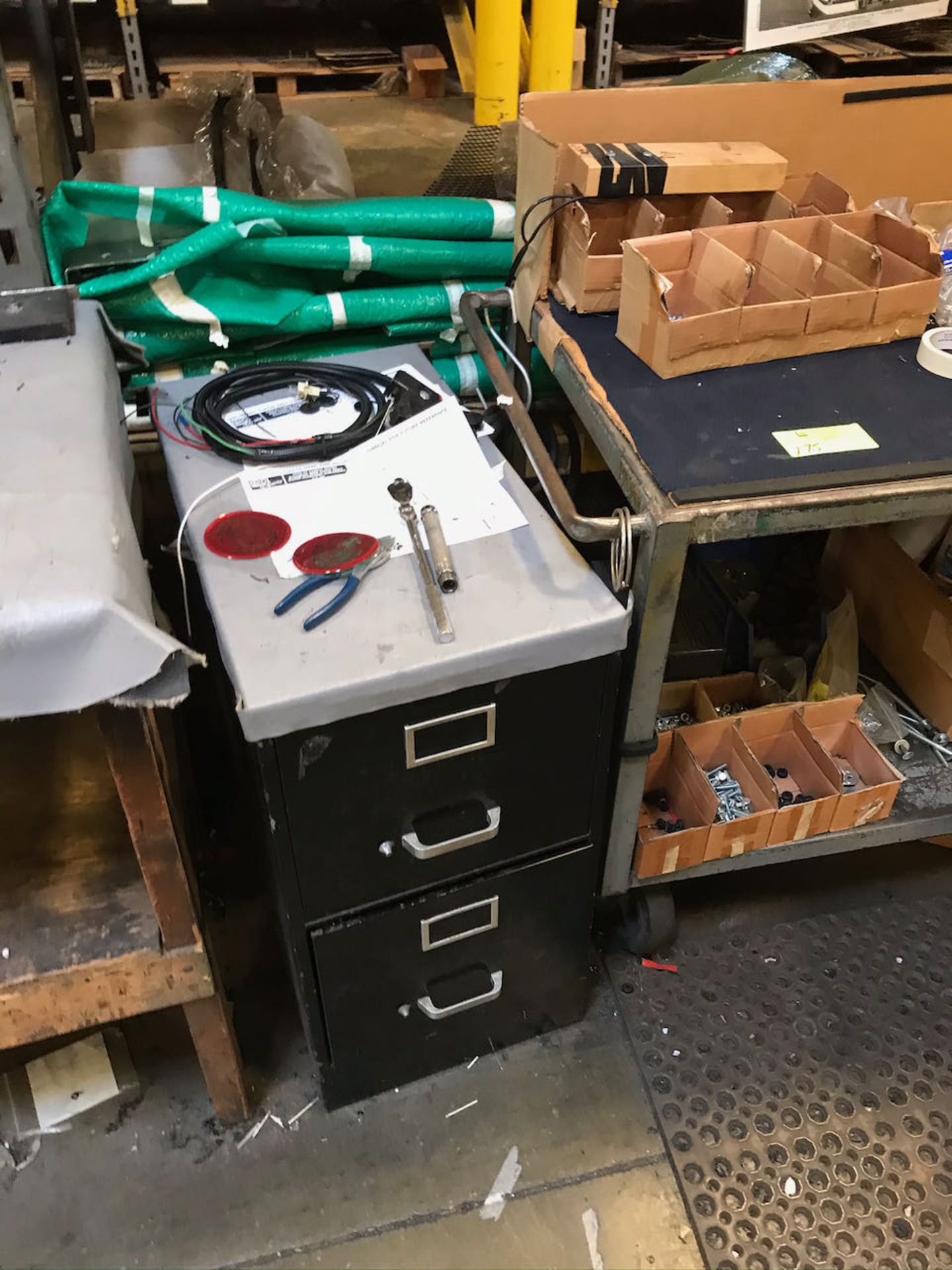 Work table with air tools and file cabinet - Image 2 of 2