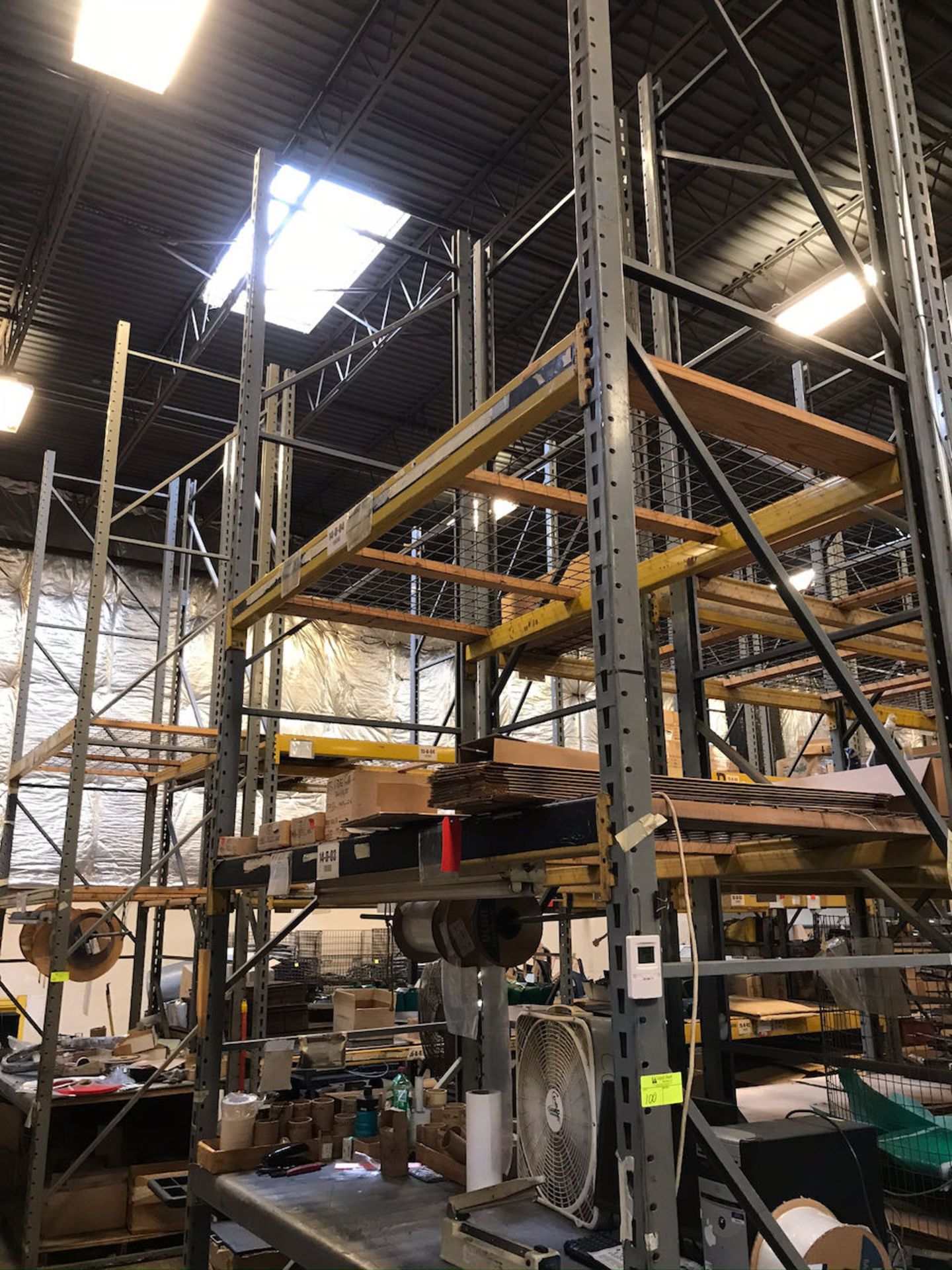 13 pallet racking sections with misc. parts 20 uprights 16' and 20' x 48 78 beams 96and 144"