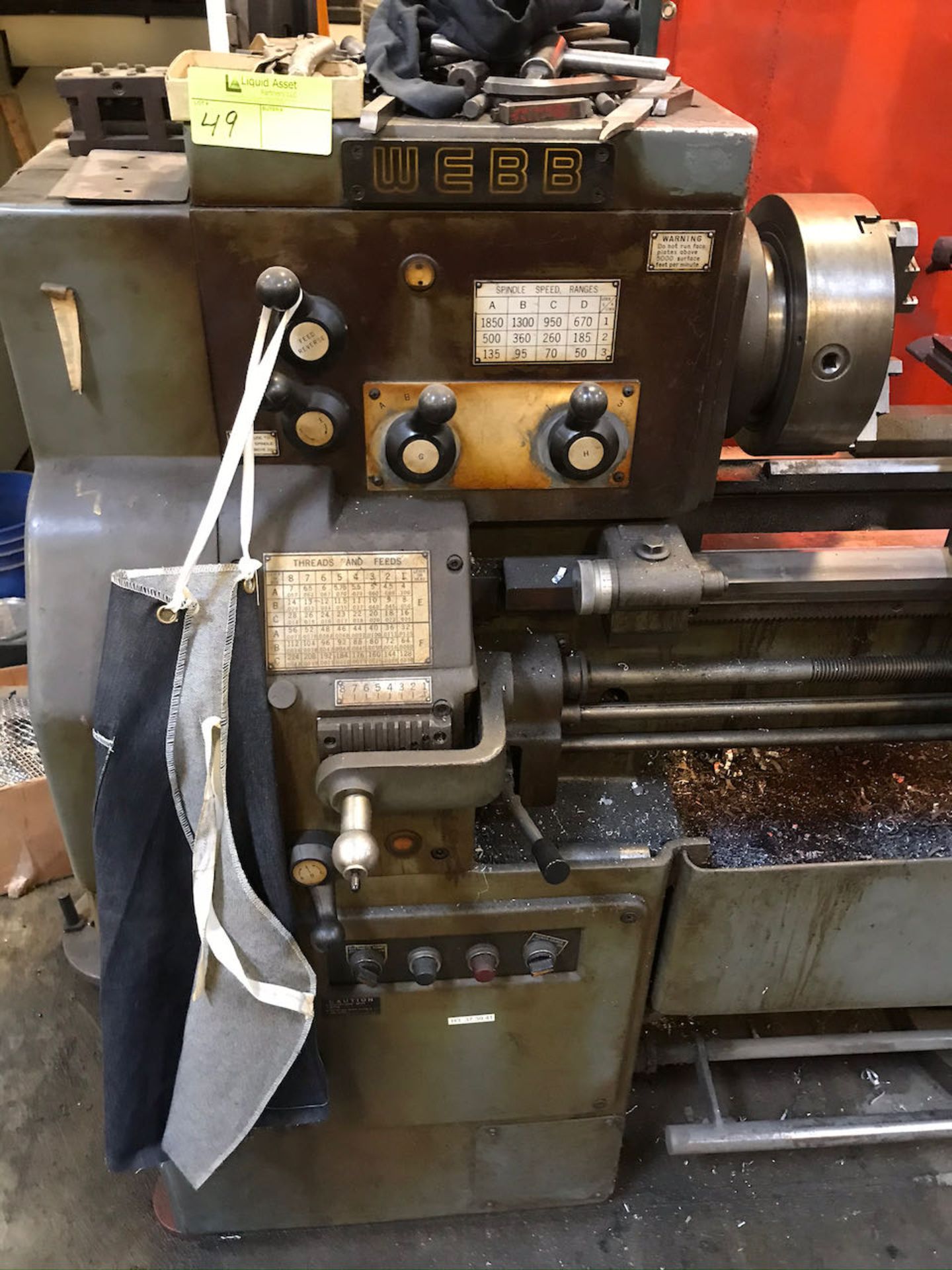 Webb 15-3/4x40 Engine Lathe - Image 2 of 3