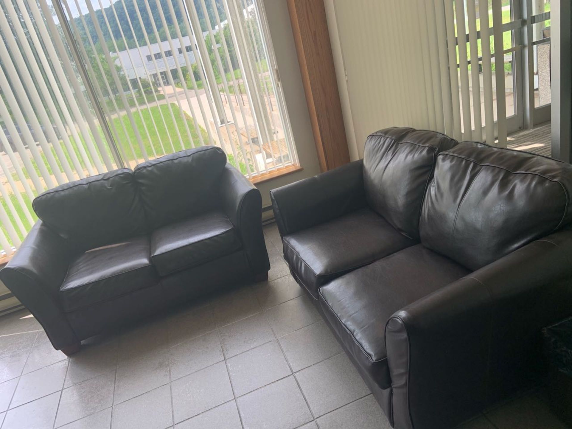 Lot of (2) Brown Vinyl Love seats