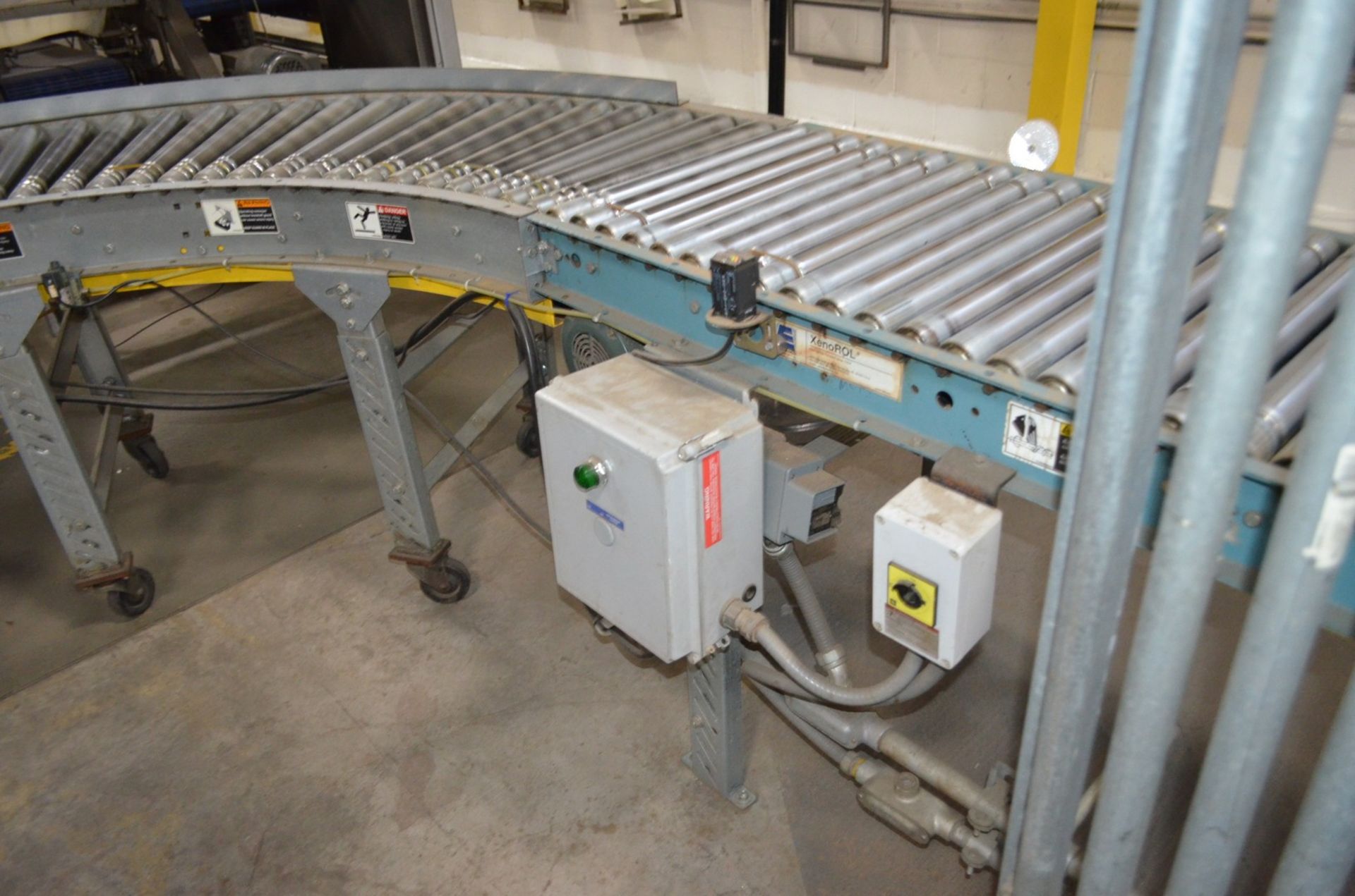 Power Roller Conveyor with 90 Degreen Turn; Location In Plant: Variety Packaging Building - Image 2 of 3