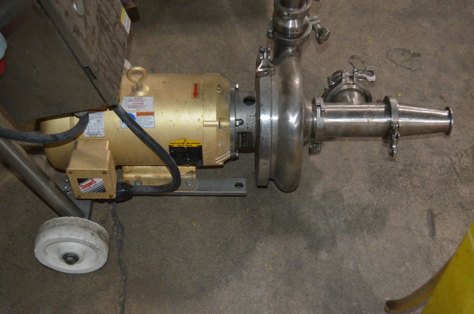 Waukesha Cherry Burell S/S Centrifugal Pump with 5 hp Motor on 2-Wheel Cart; Location In Plant: Line - Image 3 of 4