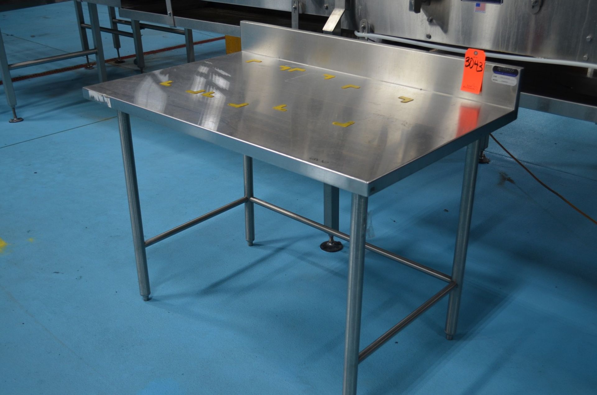 48 in x 30 in S/S Table by Cooling Tunnel; Location In Plant: Line 3 Bottling