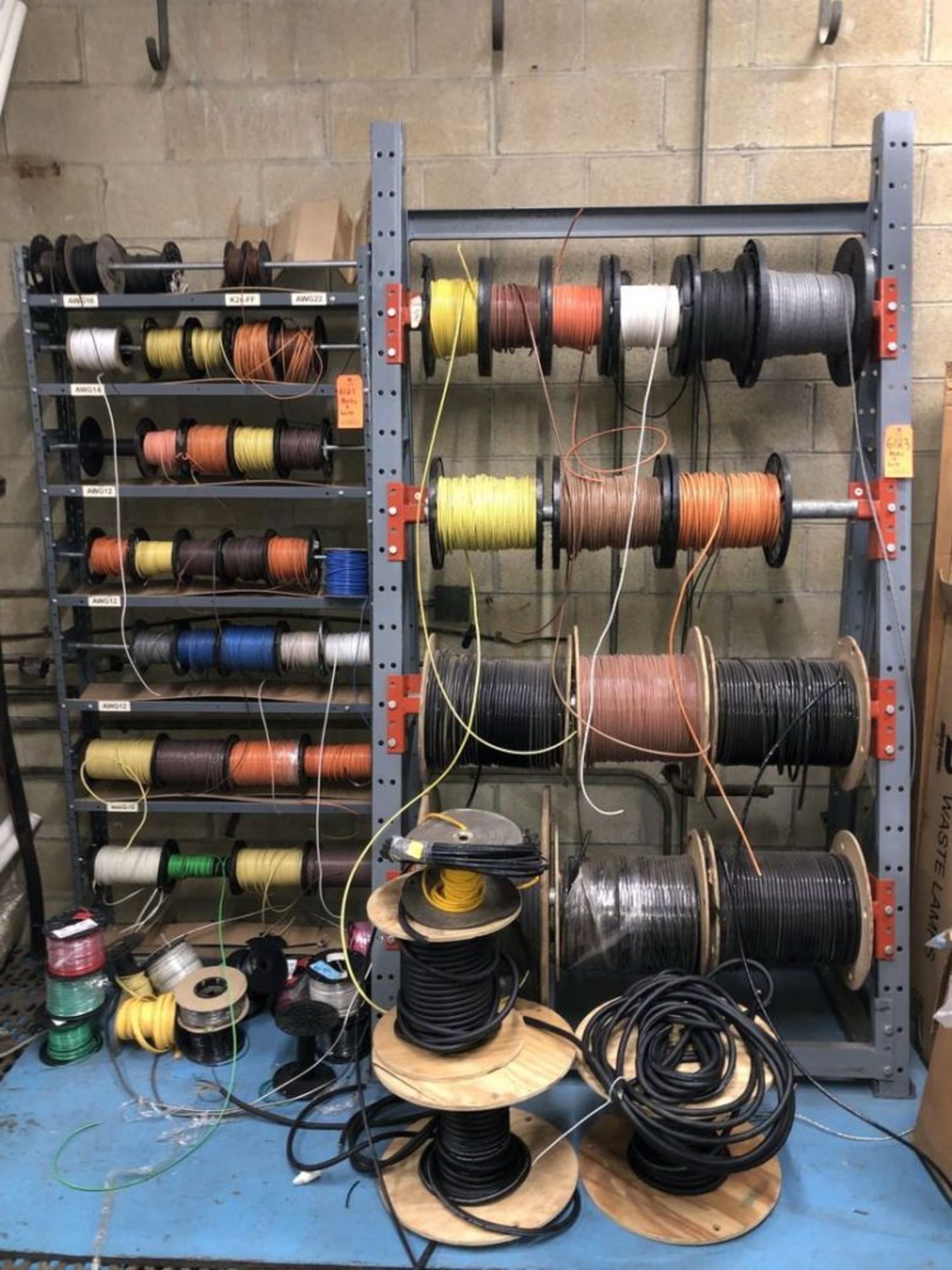(2) Wire Management Systems with Assorted Spools of Wire. Location in Plant: Main Building