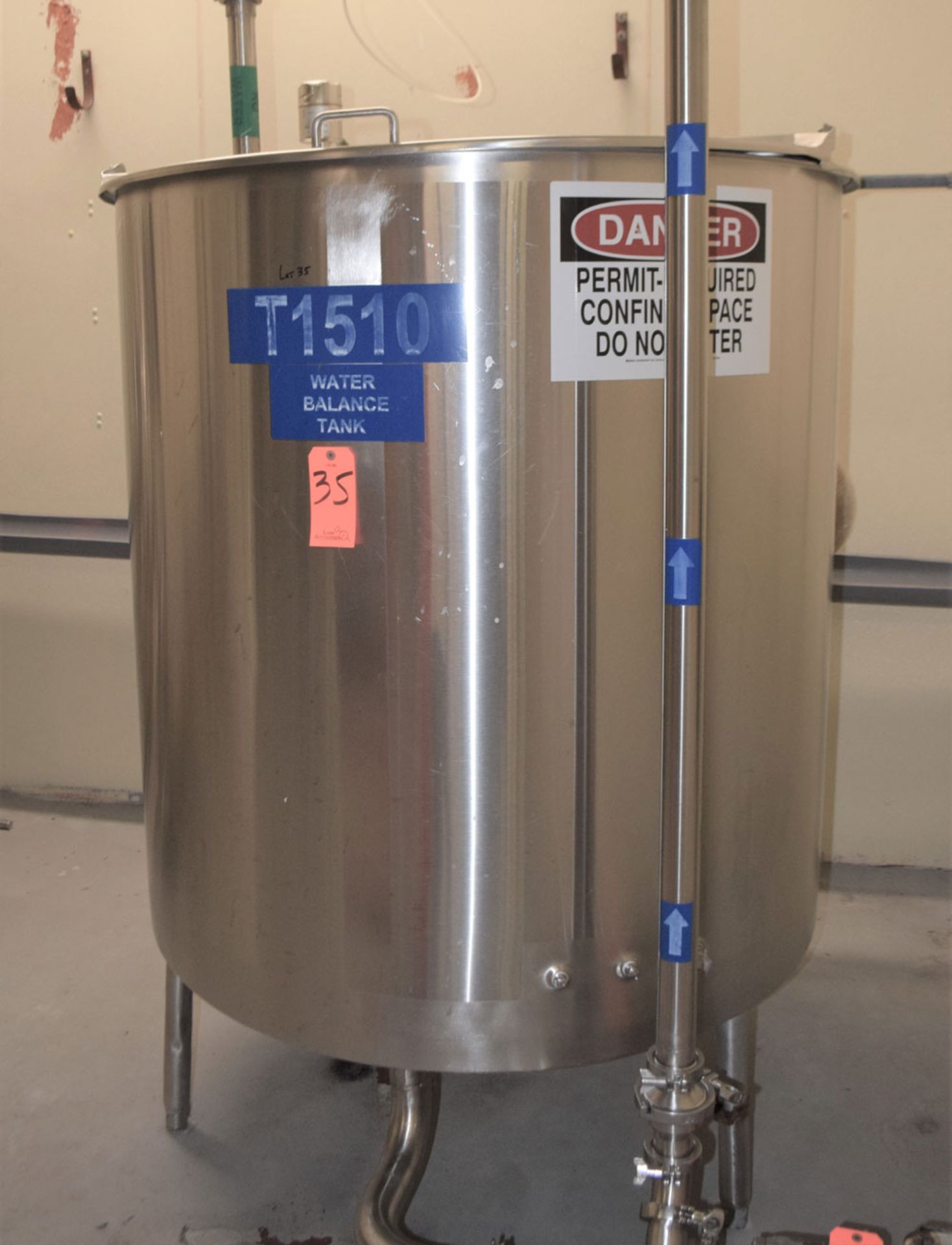 Approx. 300 Gallon Stainless Steel Single Shell, Open Top, Slant Bottom Tank with Cover (Approx) - Image 2 of 6