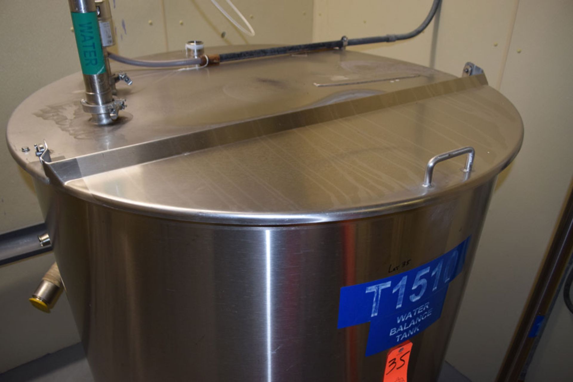 Approx. 300 Gallon Stainless Steel Single Shell, Open Top, Slant Bottom Tank with Cover (Approx) - Image 4 of 6