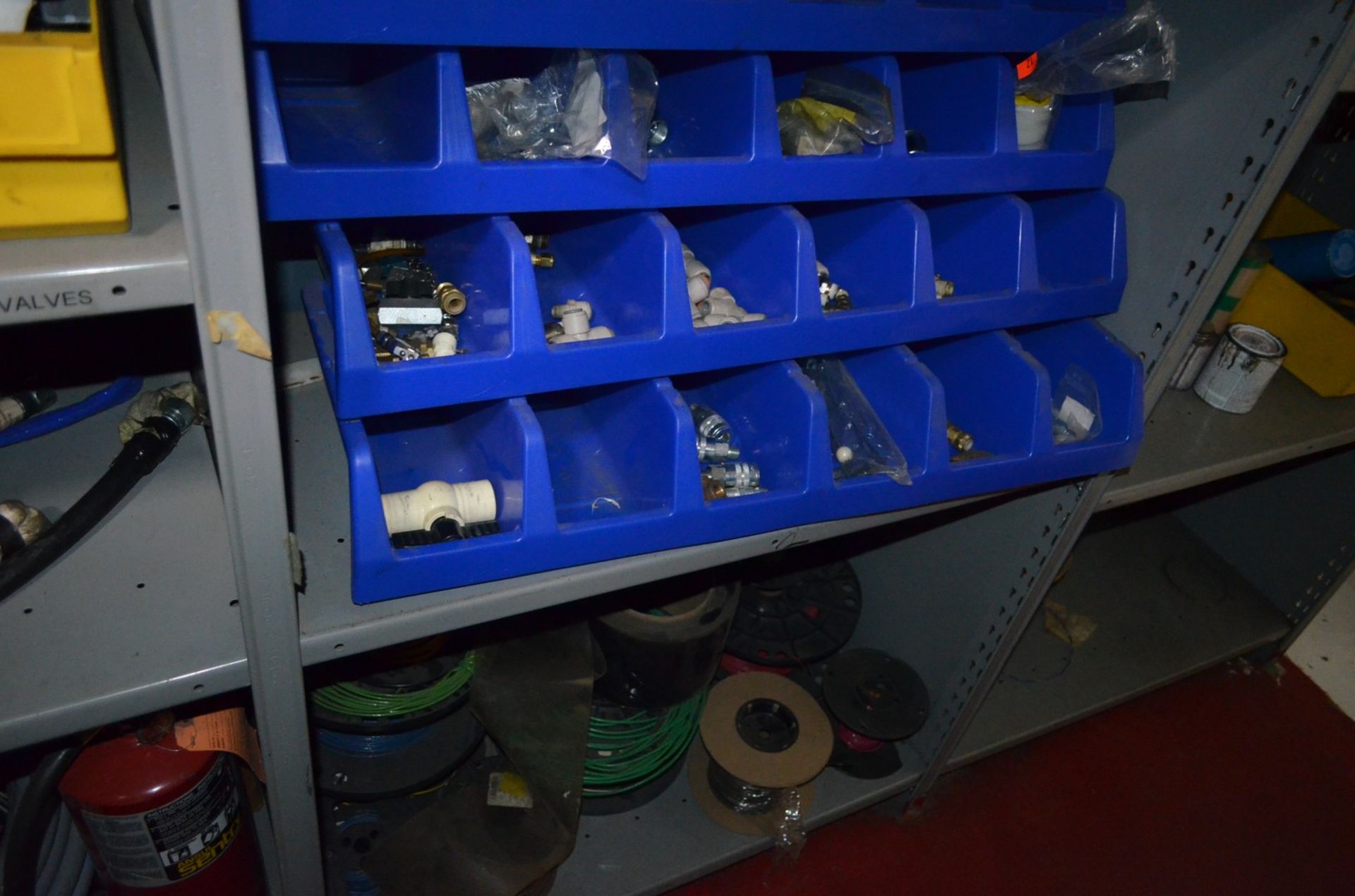 Lot - (4) Sections of Shelving To Include; Breakers, Relays, Switches and Fittings. As shown in - Image 6 of 9