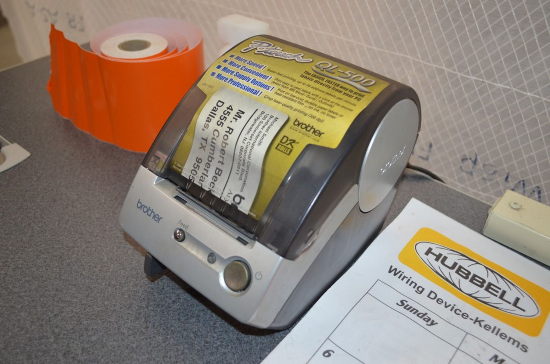 Lot - Table with Dura Label Pro and Brother P-Touch QL-500 Label Printer (No Laptop or Monitor); - Image 5 of 7