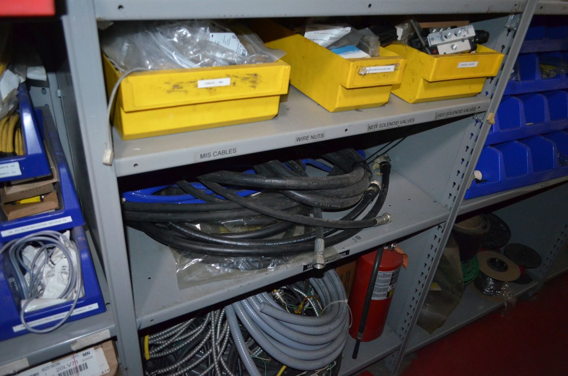 Lot - (4) Sections of Shelving To Include; Breakers, Relays, Switches and Fittings. As shown in - Image 5 of 9