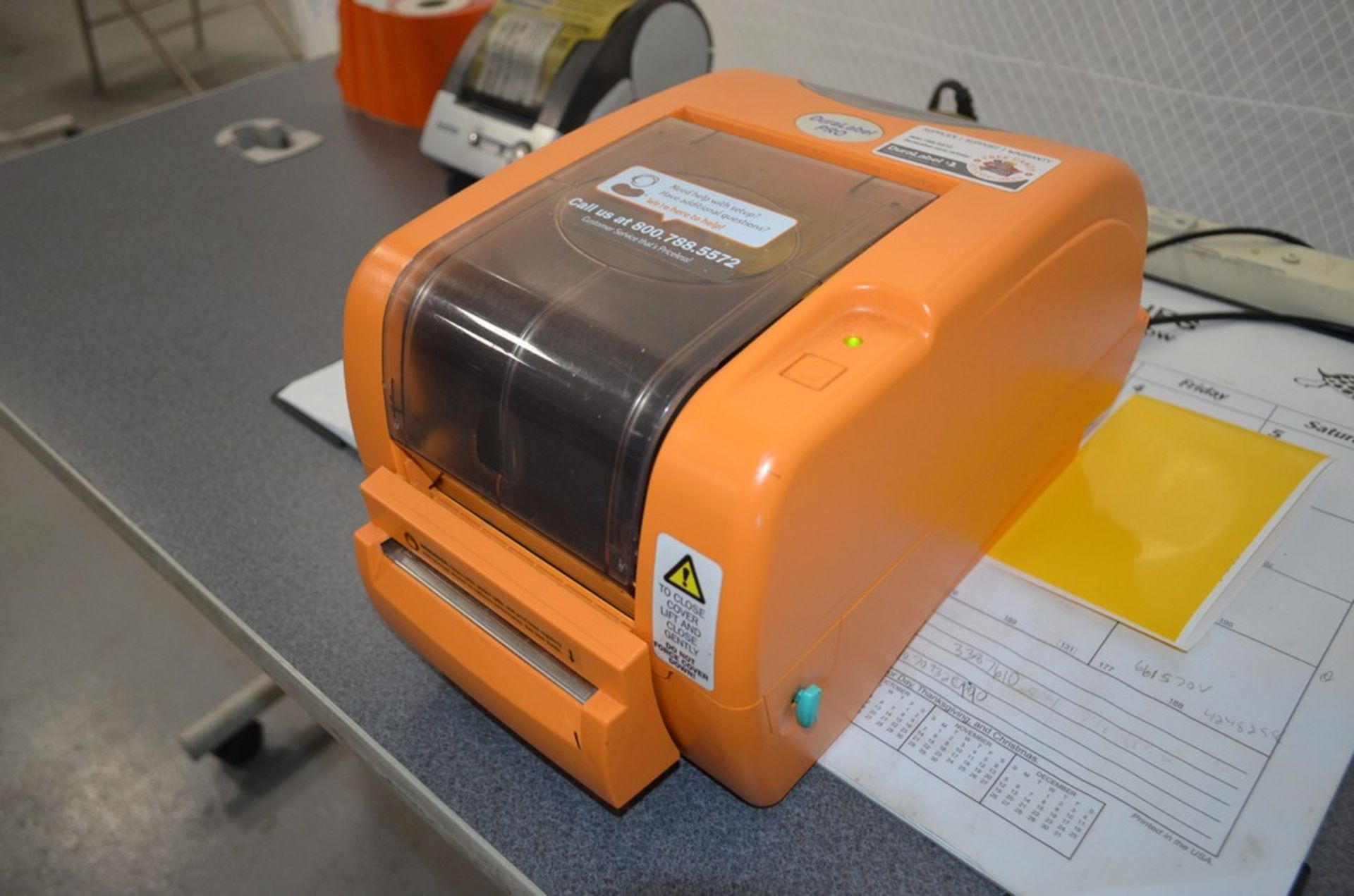 Lot - Table with Dura Label Pro and Brother P-Touch QL-500 Label Printer (No Laptop or Monitor); - Image 2 of 7