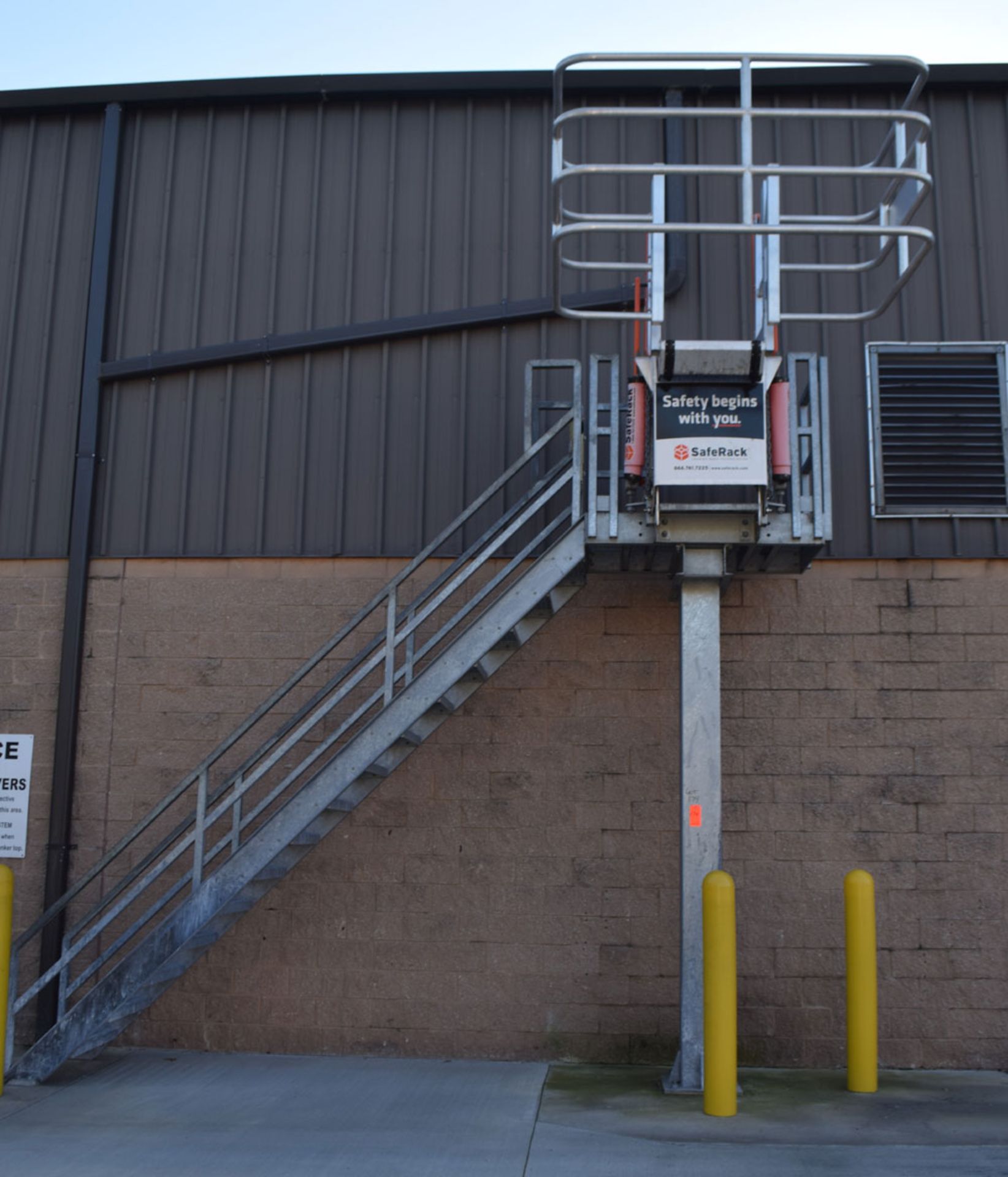 SafeRack G4 Series Tanker Loading/Washout Gangway. Approximate 12' Tall with Stairs. (Outside by