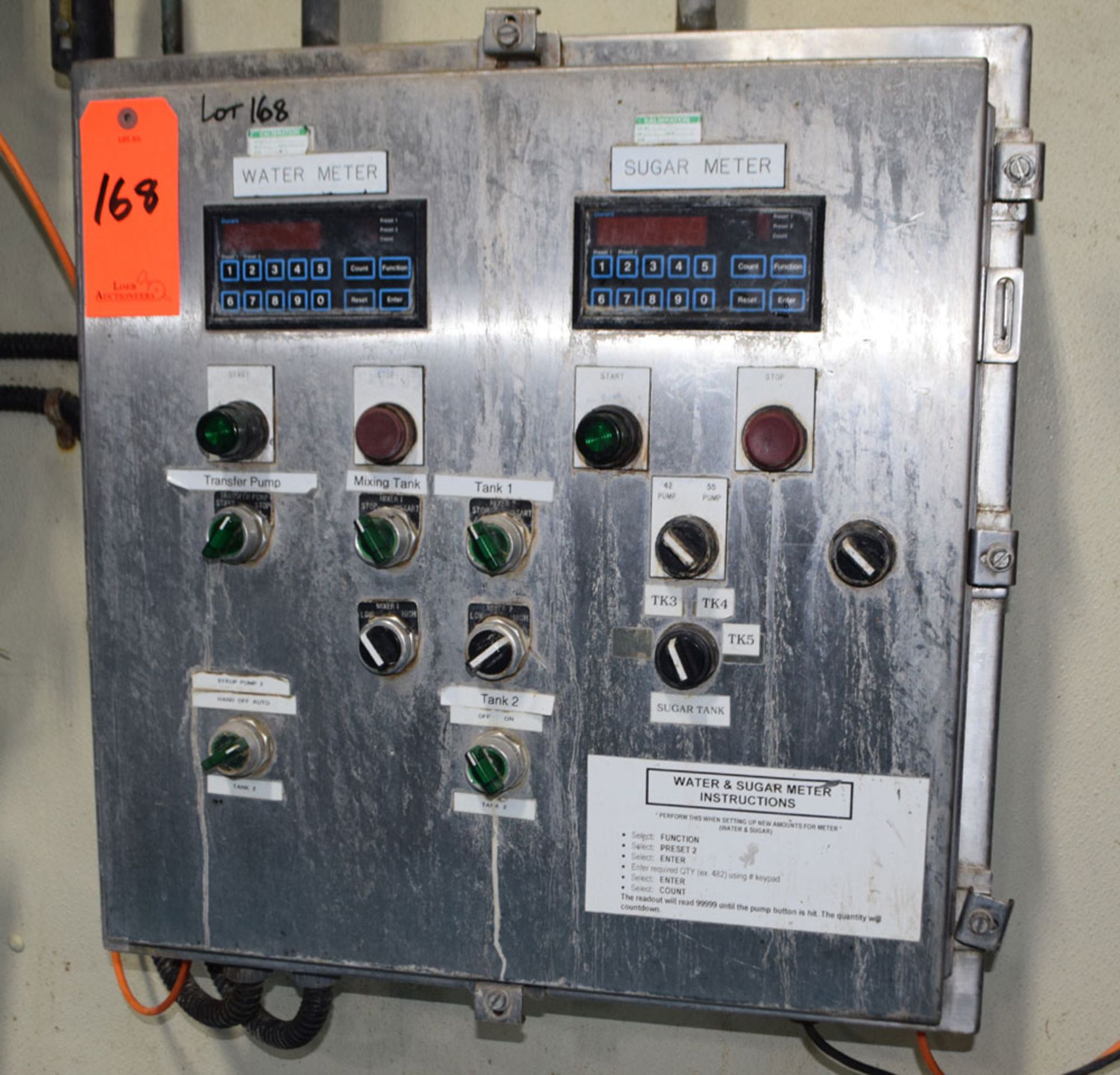 Stainless Steel Control Panel with Miscellaneous Components; Location In Plant: Line 3 Prcessing/