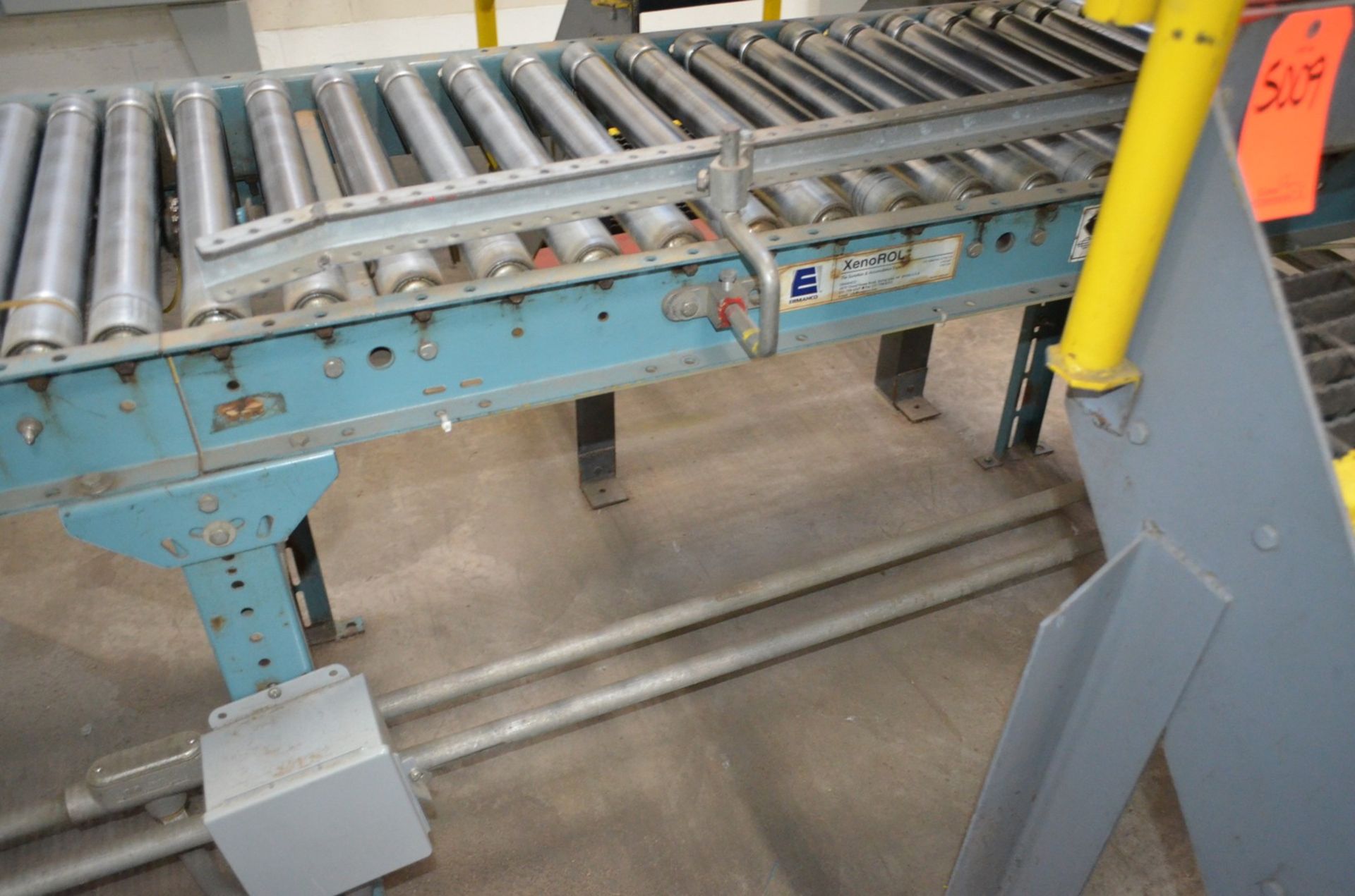 Power Roller Conveyor with 90 Degreen Turn; Location In Plant: Variety Packaging Building