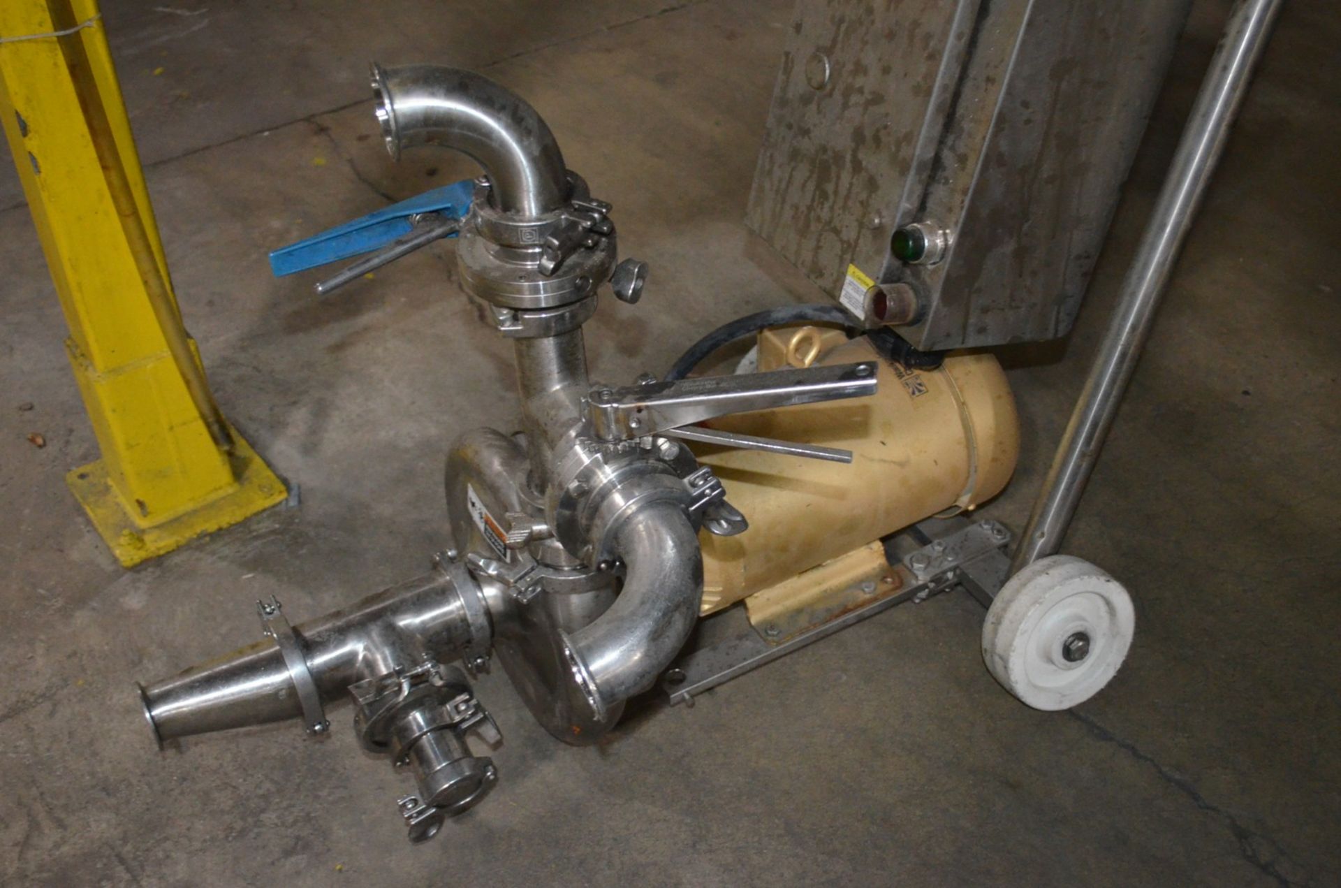 Waukesha Cherry Burell S/S Centrifugal Pump with 5 hp Motor on 2-Wheel Cart; Location In Plant: Line - Image 2 of 4