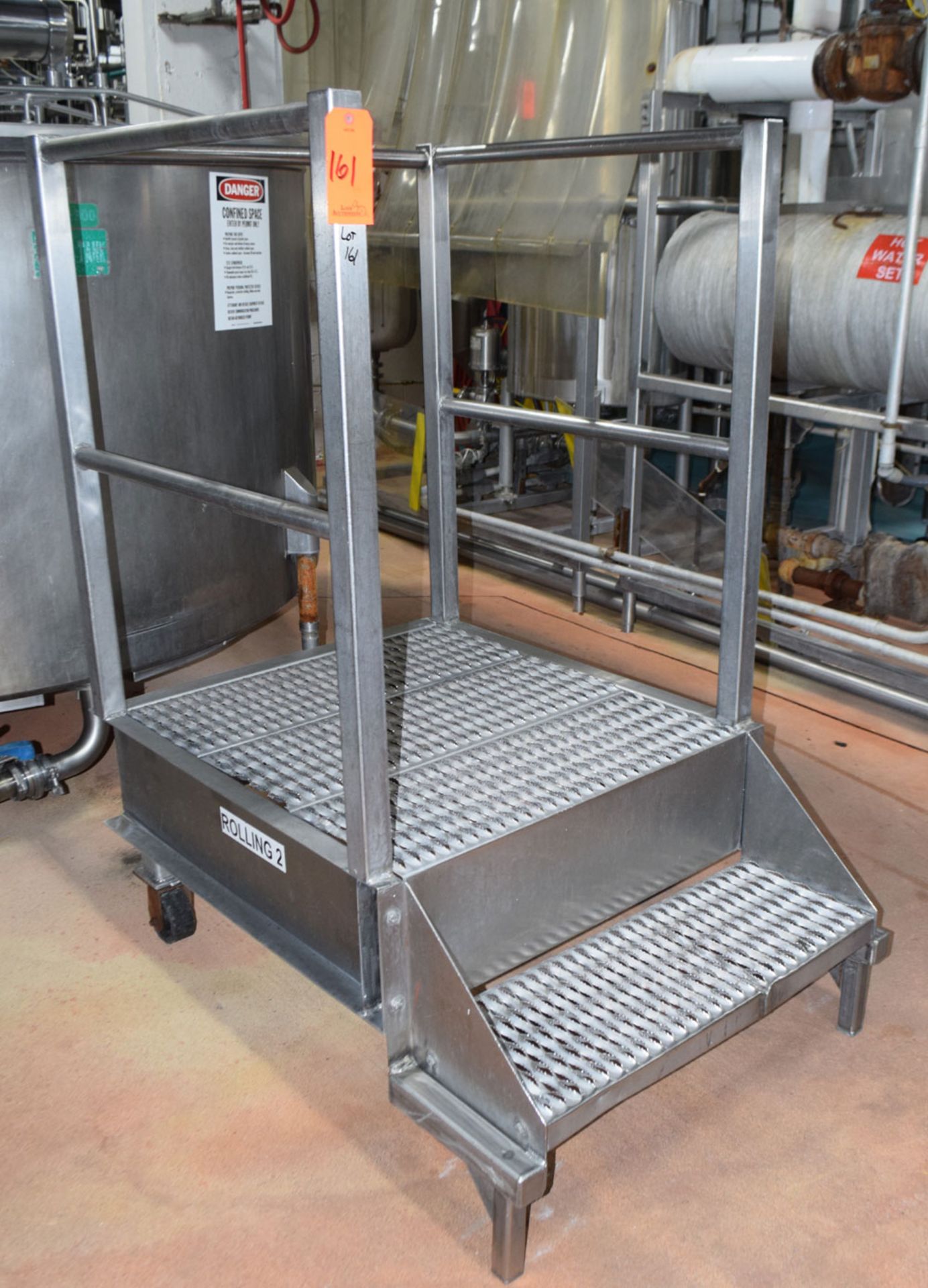 Lot (1) Stainless Steel Platform, (3) Stainless Steel Tables, Wire Rack with Miscellaneous