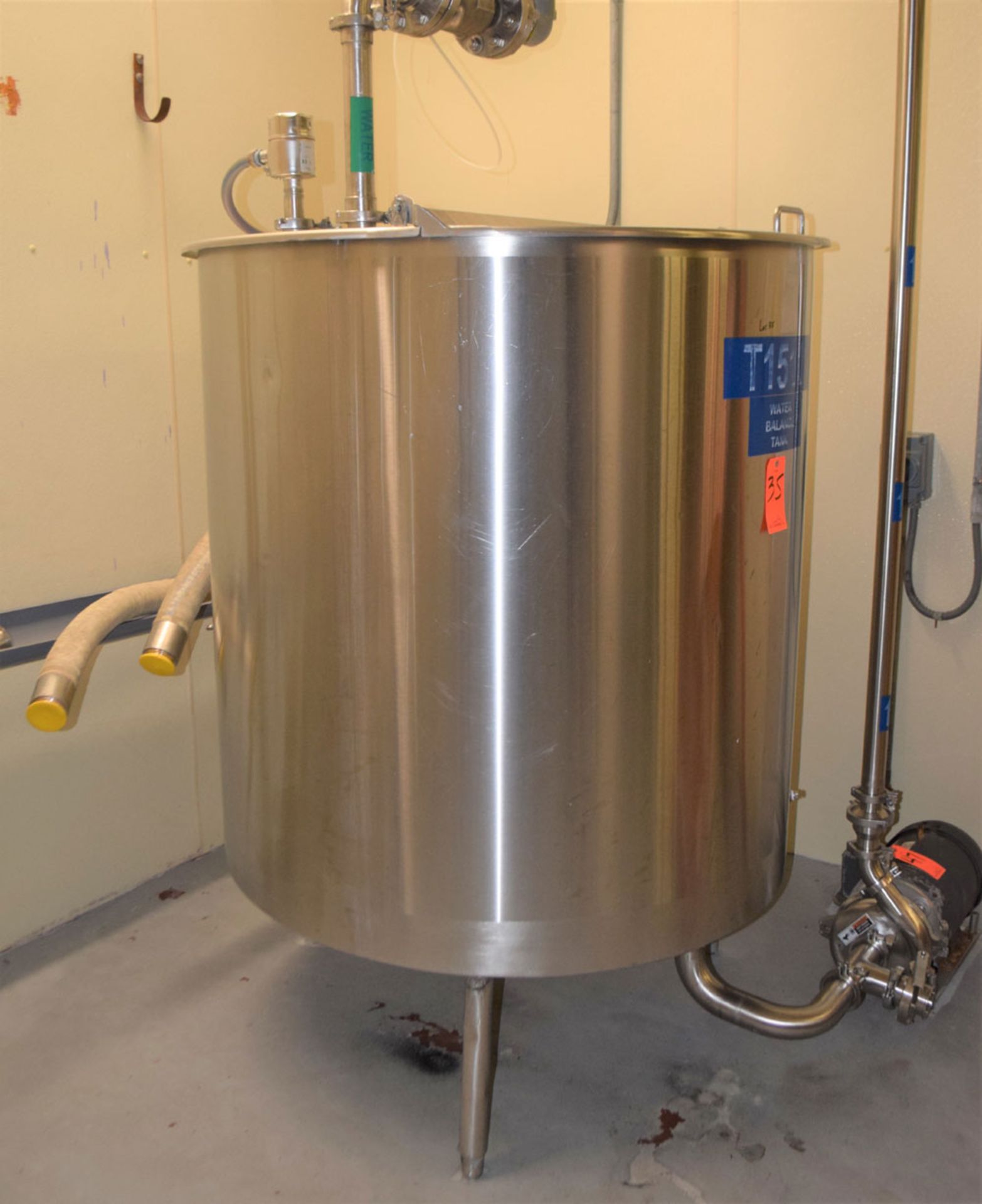 Approx. 300 Gallon Stainless Steel Single Shell, Open Top, Slant Bottom Tank with Cover (Approx)