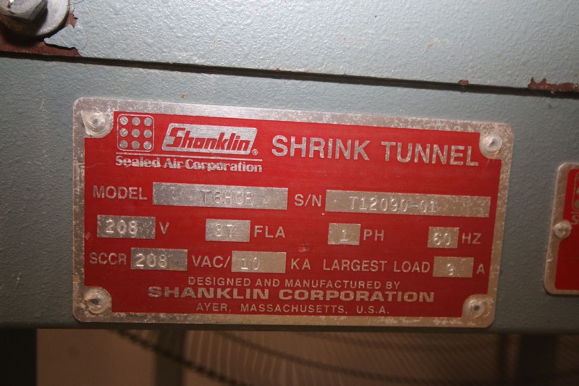Shanklin Shrink Tunnel & L-Bar Sealer, Shrink Tunnel: M/N T6HCR, S/N T12090-01, 208 Volts, 1 - Image 6 of 16