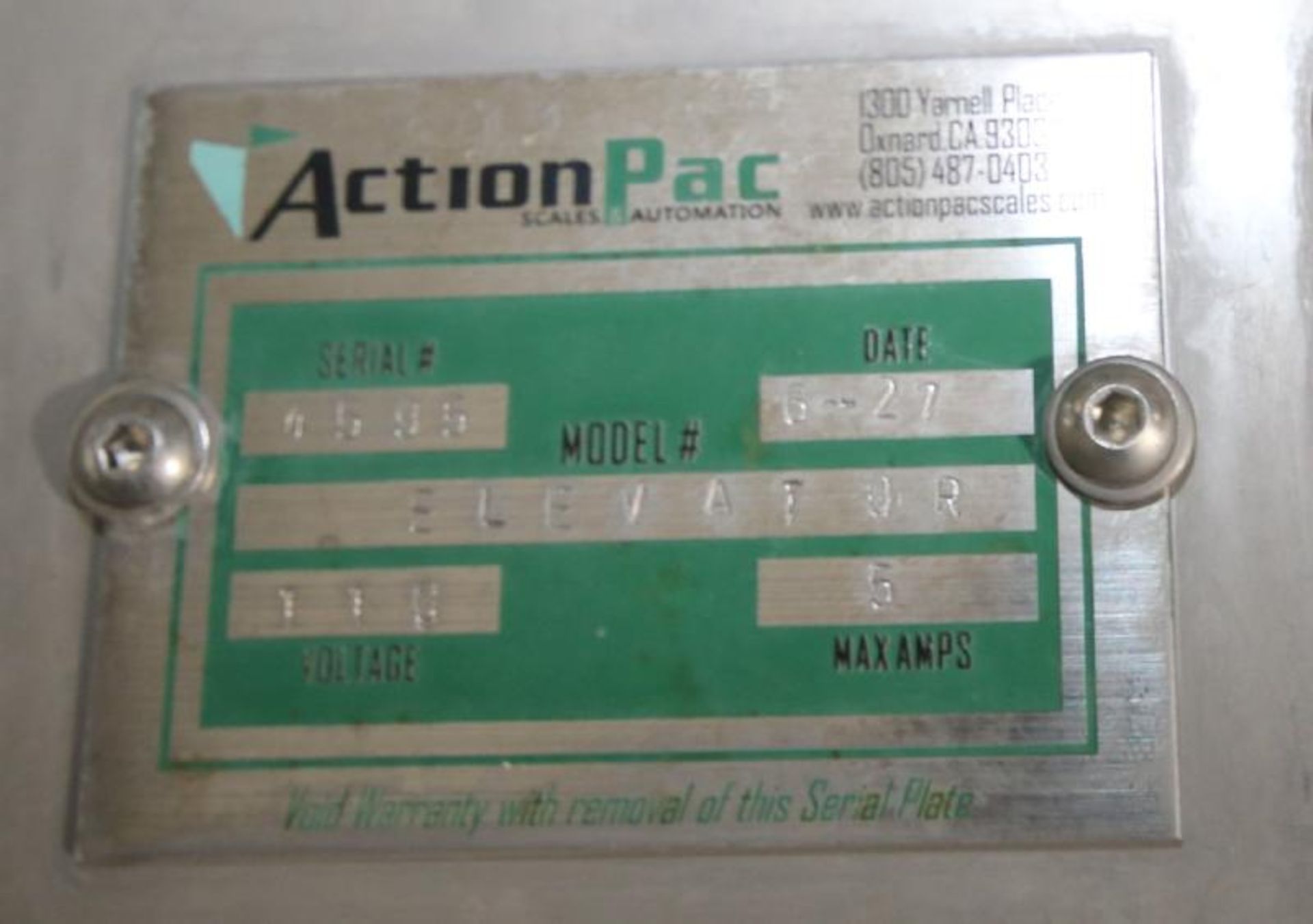 Action Pak S/S Incline Conveyor, Model Elevator, - Image 6 of 8