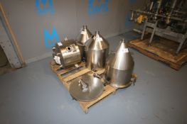 S/S Hoppers, with Cone Bottoms, (1) with S/S Lid, with Aprox. 2-3" S/S Clamp Type Discharge (INV#