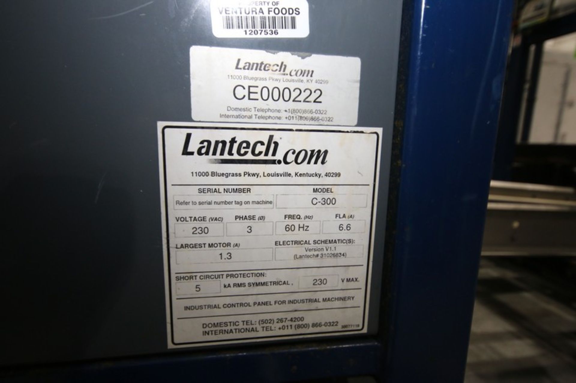 Lantech Case Erector, Model 300, SNCE000222, with Allen Bradley Micrologix 1000 PLC, 230V 3 - Image 7 of 7