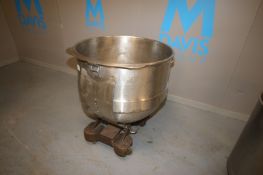 S/S Mixing Bowl, Internal Dims.:  Aprox. 32-1/2" Dia. x 26-1/2" Deep, Mounted on Portable Cart (