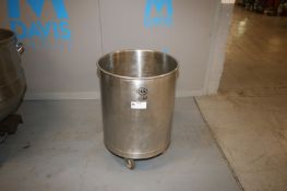 S/S Portable Bucket, Internal Dims.:  Aprox. 22-1/2" Dia. x 26" Deep, Mounted on Casters (INV#