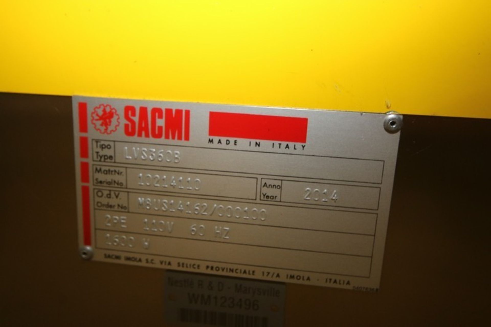 2014 Sacmi Vision Inspection System, M/N LVS360, Type: CPE002B, S/N 10224042, Aprox. 10" W x 16" H - Image 14 of 14