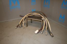 Assorted Transfer Hoses, Length Ranging FromAprox. 35" L - 125" L, Clamp Type, Insert Type, and