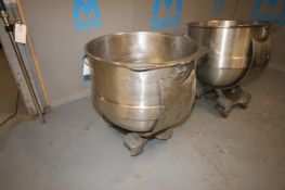 S/S Mixing Bowl, Internal Dims.:  Aprox. 32-1/2" Dia. x 26-1/2" Deep, Mounted on Portable Cart (