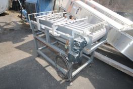 S/S Laner Conveyor,with Aprox. 18" W Belt, with Aprox. 4-Lanes with Guides, Aprox. 60" L Plastic