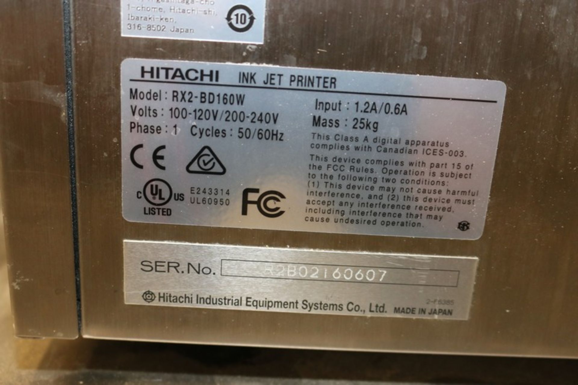 Hitachi Ink Jet Printer, M/N RX2-B, S/N - Image 5 of 9