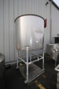 Aprox. 500 Gal. Single Wall Tank,Open Top, Tank Dims.: Aprox. 48" Tall x 56" Dia., Mounted on