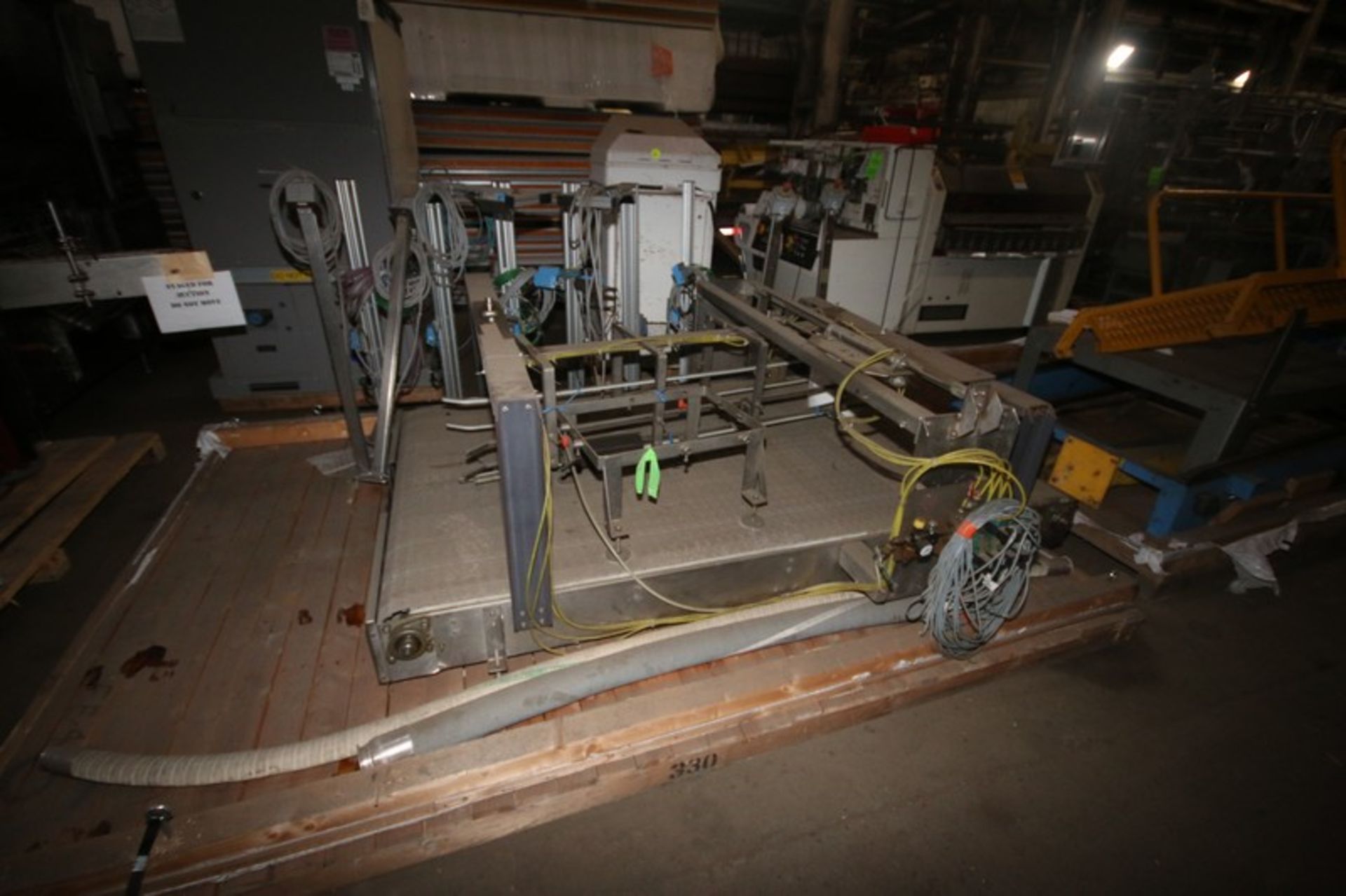 S/S Accumulation Conveyor,with Guides, Overall Dims.: Aprox. 8' L x 54" W, Mounted on S/S Frame (