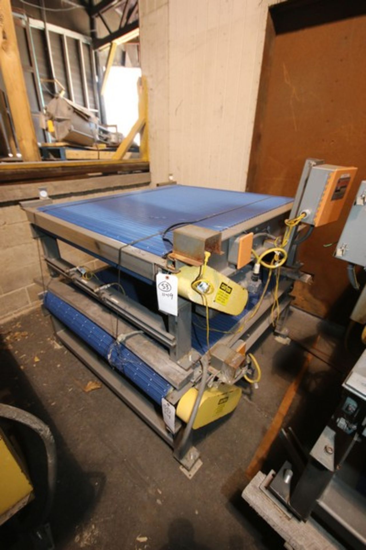 6-Sections of H&CS Conveyors, Overall Dims.:Aprox. 60" L x 64" W x 36" H, with Plastic Blue Belt,