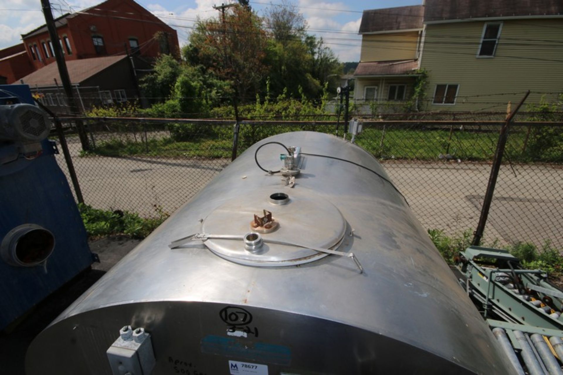 Mueller Aprox. 500 Gal. S/S CIP Oval Tank, Freon Jacketed with Top Man Door, with Tank Master - Image 3 of 7