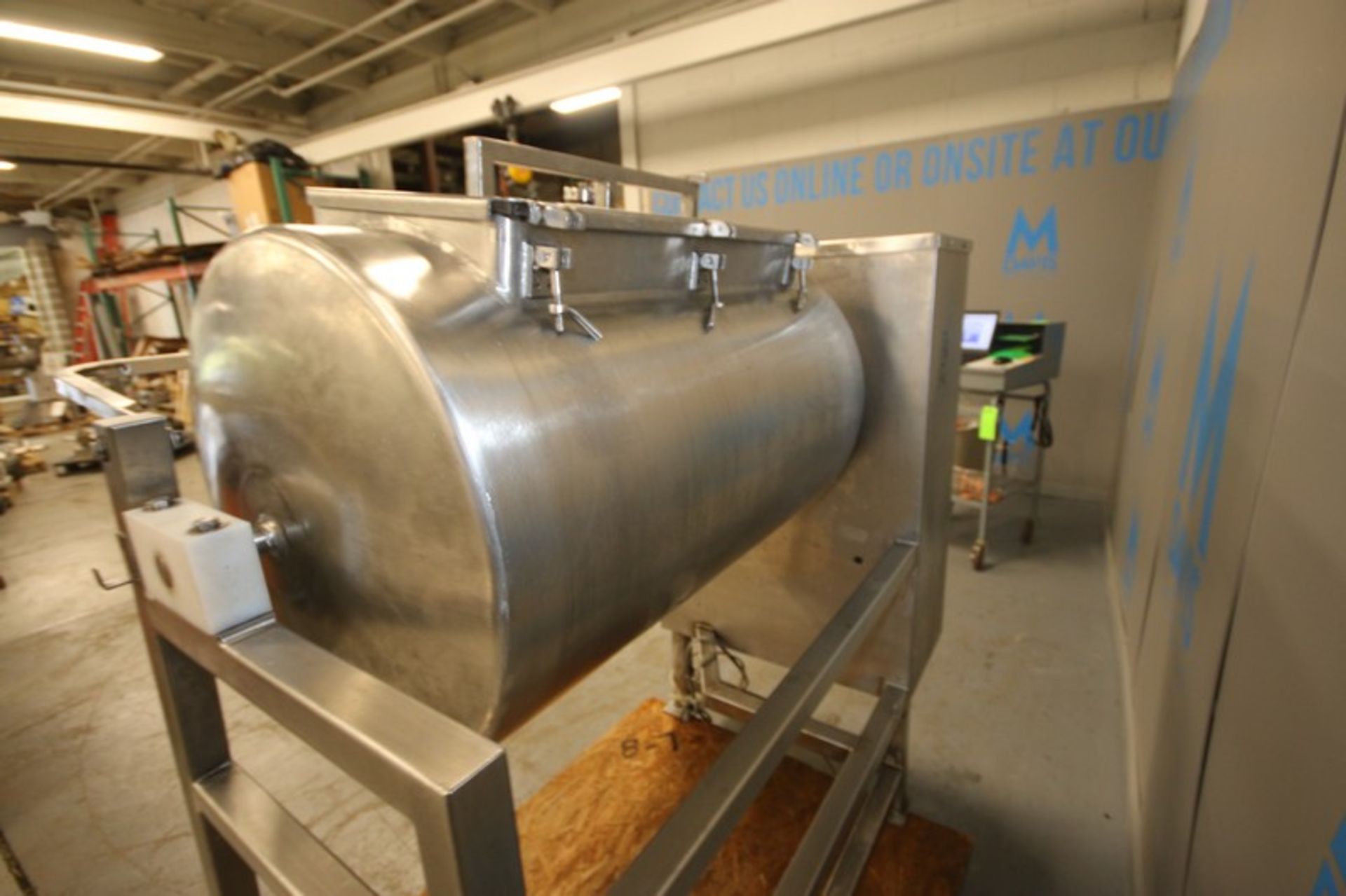 Leland Southwest S/S Vacuum Tumbler,Chamber Dims.: Aprox. 38" L x 26" Dia., Mounted on S/S Frame ( - Image 6 of 8