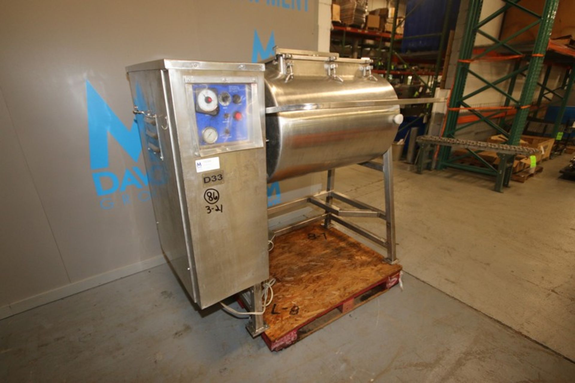 Leland Southwest S/S Vacuum Tumbler,Chamber Dims.: Aprox. 38" L x 26" Dia., Mounted on S/S Frame ( - Image 3 of 8