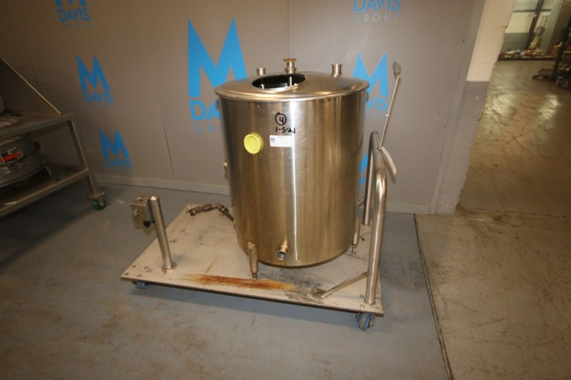 Aprox. 100 Gal. S/S Single Wall Tank,Internal Tank Dims.: Aprox. 35" H x 29" Dia., with CIP Spray - Image 2 of 6