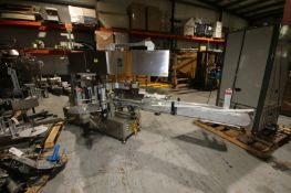 Accraply In-Line LabelerModel 9000 PW, SN 4262, with 4.5" W Conveyor, SP10 Head, Allen Bradley