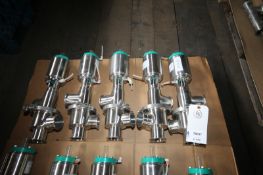 5 Qty Tri Clover 2.5" 3-Way Long Stem ClampType, Model 761, SS Air Valves(INV#78037)(Located @ the